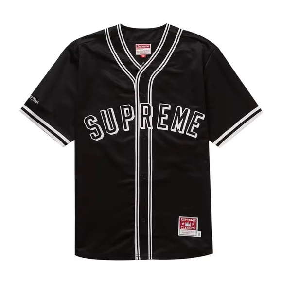 Supreme Mitchell & Ness Satin Baseball Jersey Black - 23SS Size S